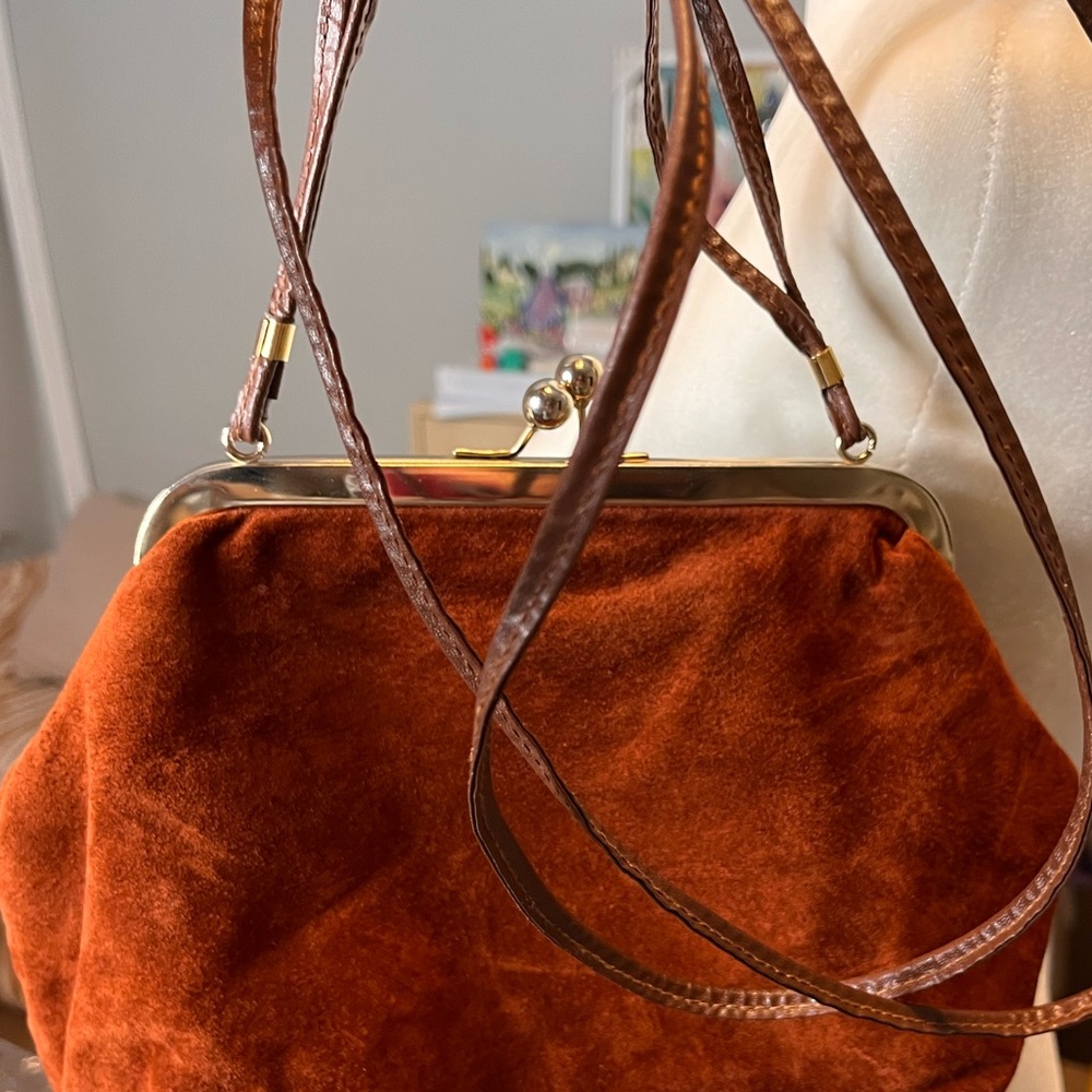 Kisslock purse Daniela sweet rust orange Italian crossbody clutch bag - Picture 11 of 16